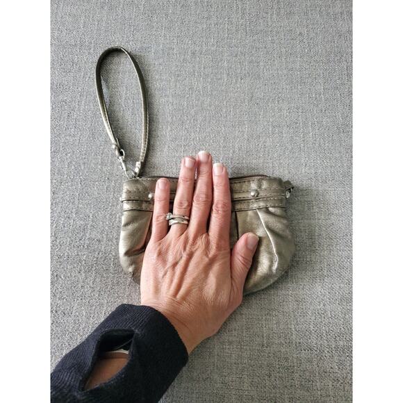 Brighton Wristlet Wallet Coint Purse - Metallic Bronze/Light Gold Color Leather - Picture 2 of 7